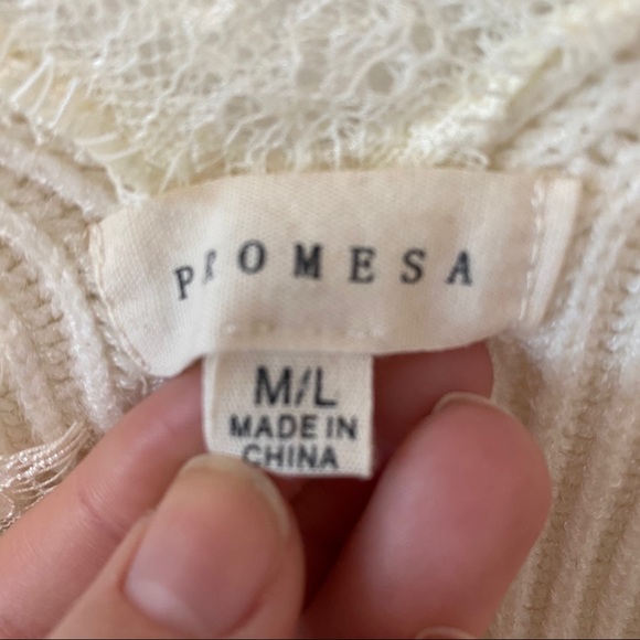 Cream Sweater with Lace Neckline - Picture 9 of 11